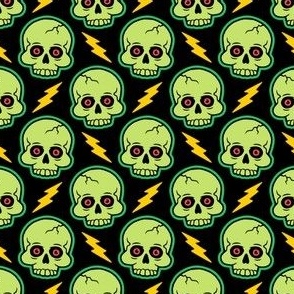 Vintage Halloween Skulls & Lightning Bolt