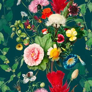 Floral art,vintage flowers, roses,colourful,blossom,nature,garden,summer,spring,