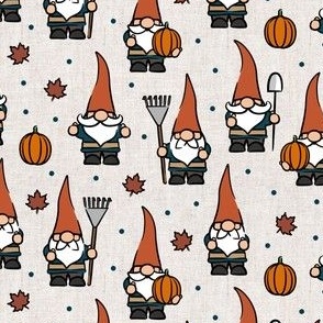 fall gnomes - natural - autumn leaves and pumpkins - LAD21