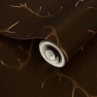 Large Antlers on dark leather texture