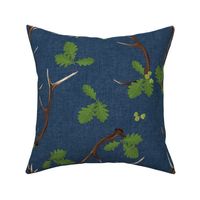 Oak and Antlers on Woad Blue (large)