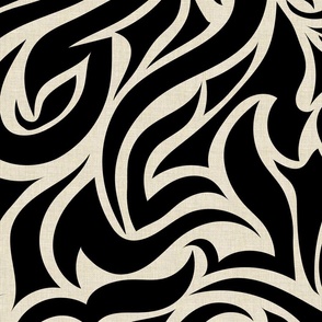 Flow: abstract black and cream large for wallpaper