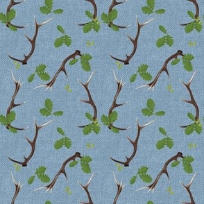 Oak and Antlers on light Woad Blue (small)