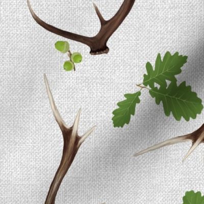 Oak and Antlers on light gray (large)