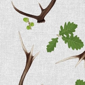 Oak and Antlers on light gray (large)