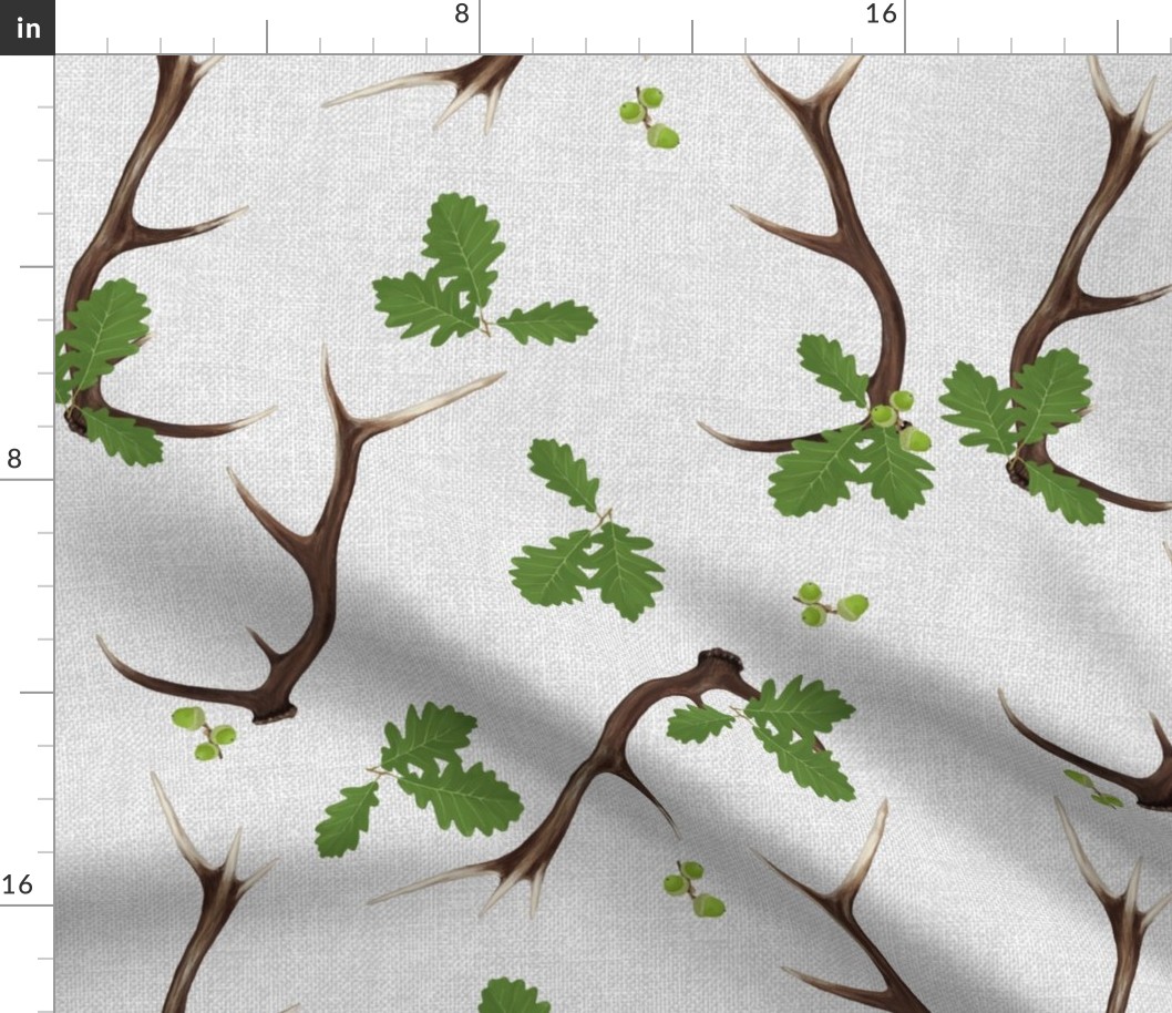 Oak and Antlers on light gray (large)