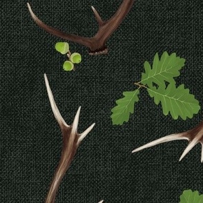 Oak and Antlers on very dark Green (large)