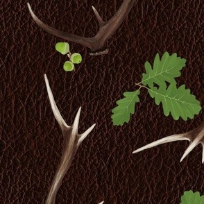 Oak and Antlers on Leather texture (large)