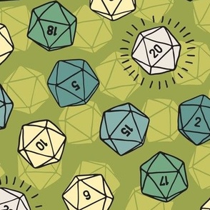 Tossed d20 in Green Naturals (Large Scale)