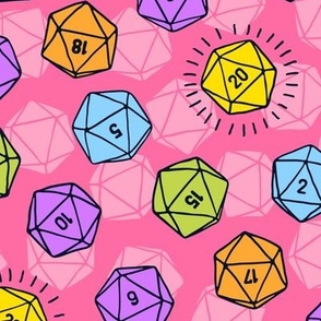 Tossed d20 in Bright Colors (Large Scale)