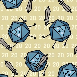 The Mighty Fighting d20s in Blue & Green (Large Scale)