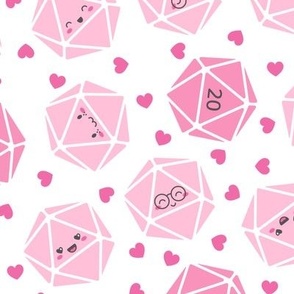 Kawaii d20: Pink with Hearts! (Large Scale)