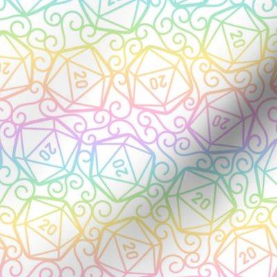 Ornate d20s in Rainbow on White (Large Scale)