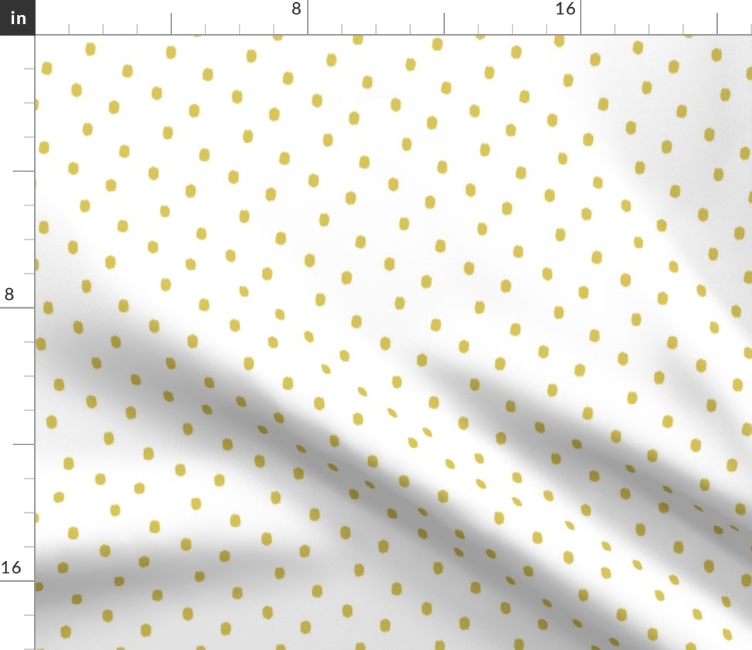 Ikat Polka Dot - White Citron Yellow Regular Scale