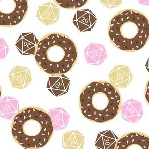 Donuts n' d20s: Chocolate, Strawberry, and Vanilla on White (Large Scale)