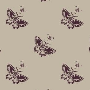  Handmade carved butterfly block print seamless pattern.