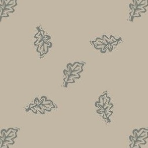  Handmade carved leaf block print seamless pattern.