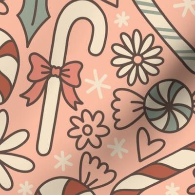 Candy Cane Floral (Large Scale)