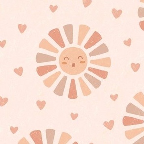 Cute Sunshine & Hearts in Muted Pinks (Large Scale)