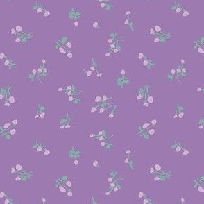 1930's Feedsack Poppy Floral in English Lavender + Lilac