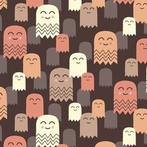 Cute Chevron Ghosts in Earthy Brown and Orange