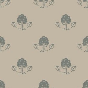  Handmade carved tree block print seamless pattern. 