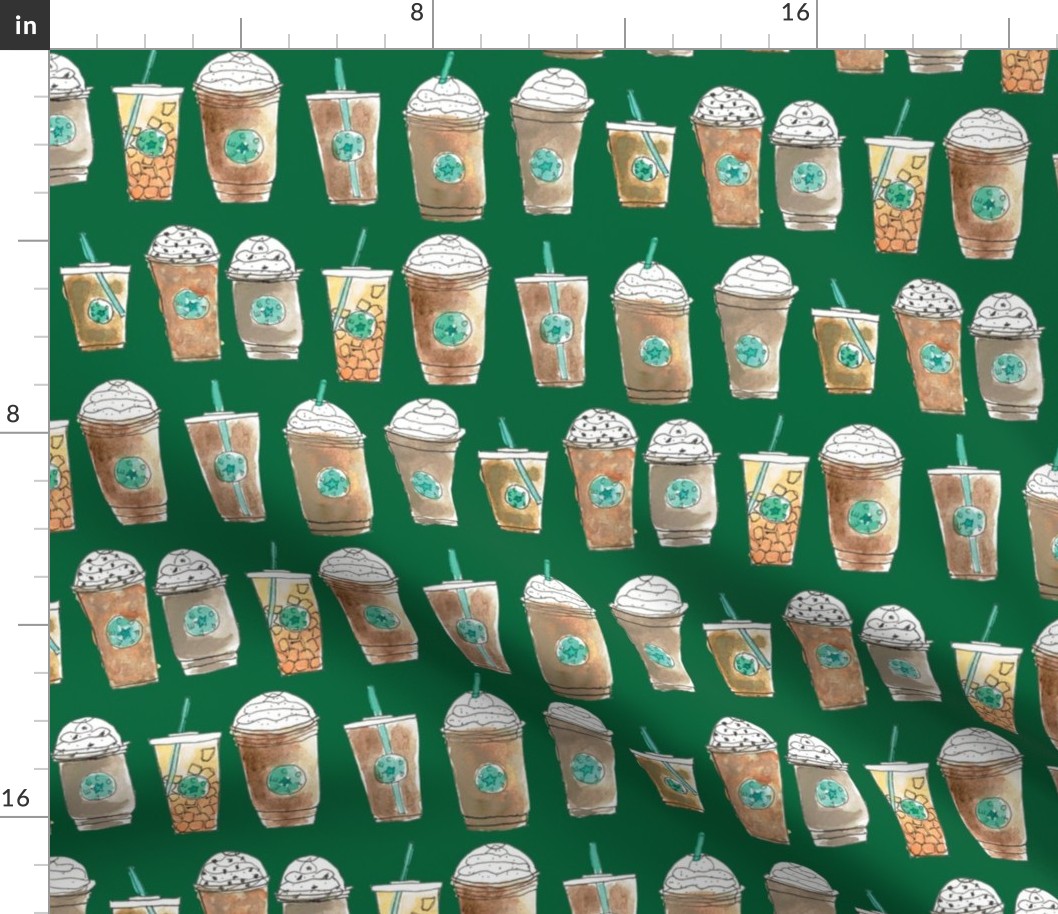 Larger Scale - Coffee Cup Lineup in Green