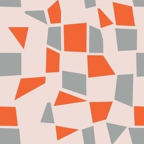 Mid-Century Geometric ~ Grey and Coral 