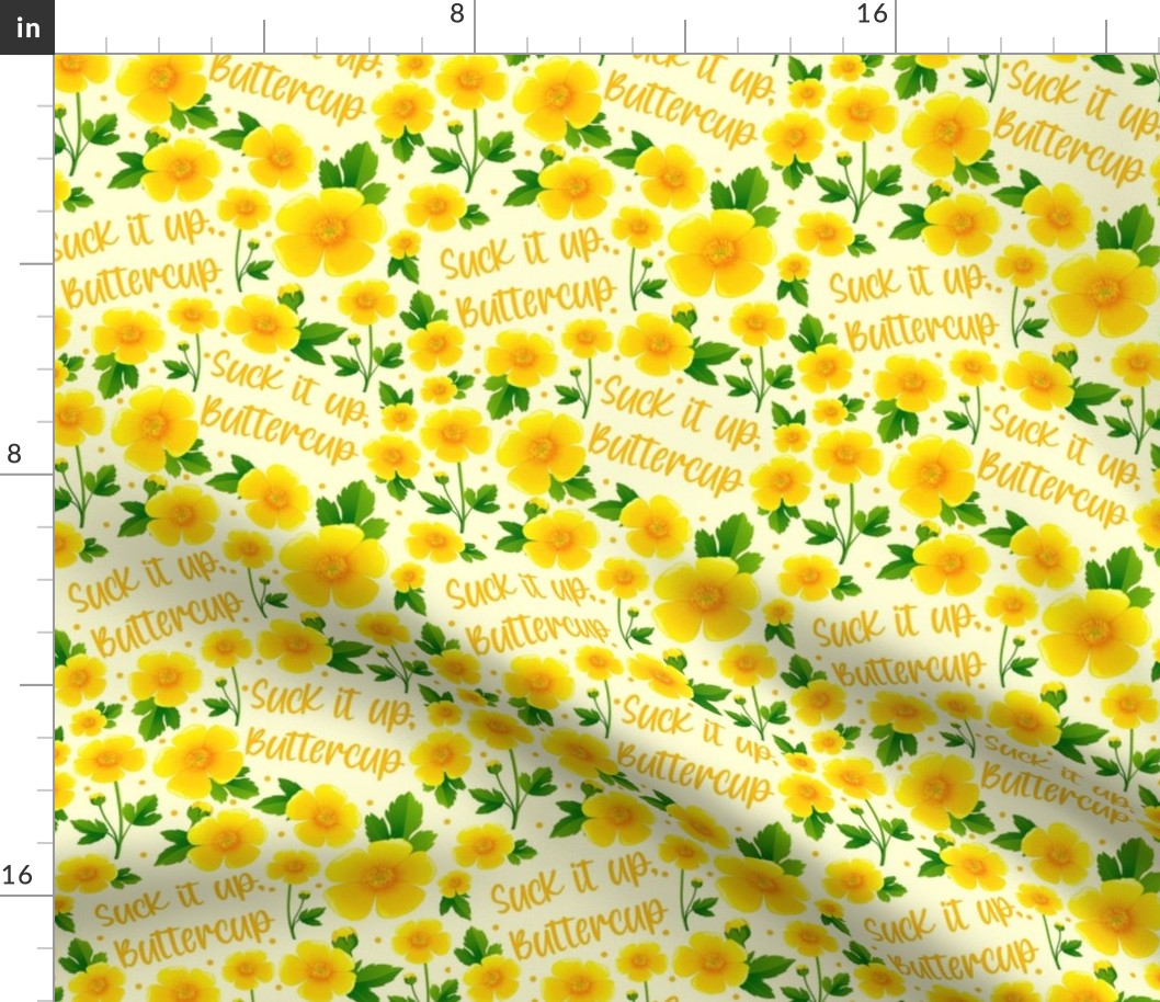 Medium Scale Suck It Up Buttercup Funny Adult Humor Yellow Flowers