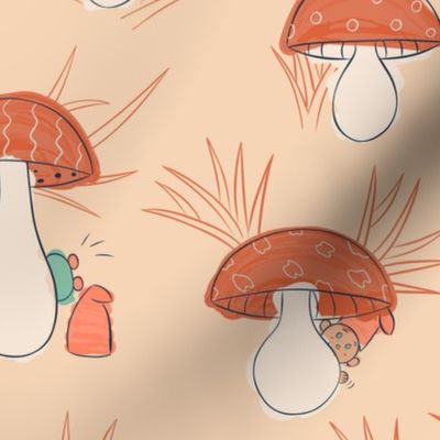 mushroom, toadstool, gnome, dwarf, grass, magic, fairytale, fantasy, kids, children, nursery