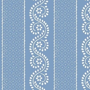 old French print 1, white on light blue