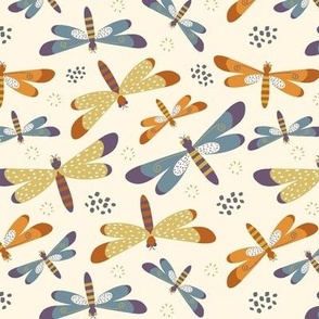 Retro Colored Dragonflies