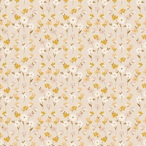 hippie chic boho vibe natural earthy floral pattern farmhouse cottage floral gold yellow mauve cottage core modern farmhouse Terri_Conrad_Designs