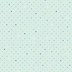 Blue polka dots on aqua blue, small scale