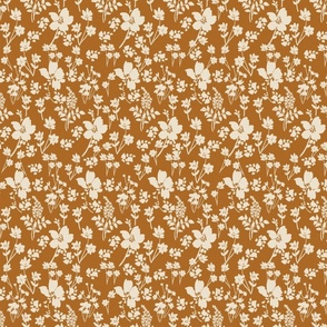 boho floral, brown ivory  cottage floral earthy painterly floral terriconraddesigns