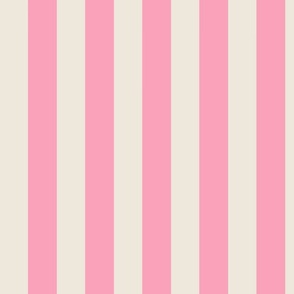 Samantha - 4 inch Stripe - Strong Pink and Cream - #6H - #FAA2B9