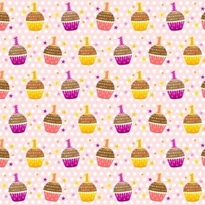 First Birthday Cupcakes Pink & Purple