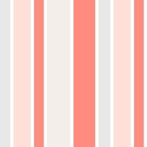 Coral grey cream stripes 4 inch
