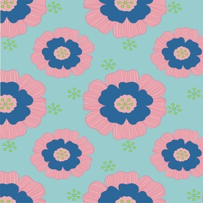 Flower power large candy blue