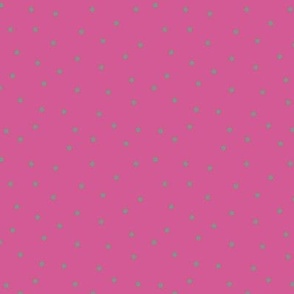 green dots on bright pink 