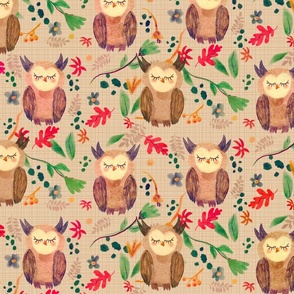 Sleepy Forest Owls