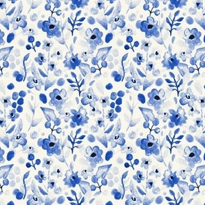 Blue China - Watercolor Floral Pattern - Tiny