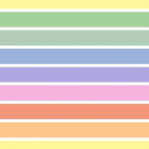 Bright pastel rainbow and white stripes - horizontal - large