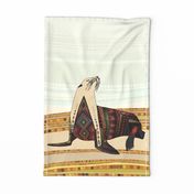 sea lion tea towel