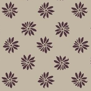 Handmade carved flower block print seamless pattern.