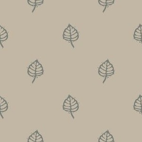 Handmade carved leaf block print seamless pattern.