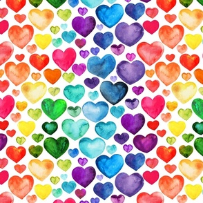 Colorful hearts in a rainbow of colors