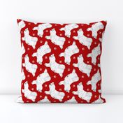 Trotting Maltese and paw prints - red