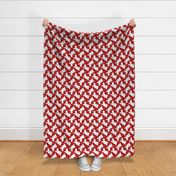 Trotting Maltese and paw prints - red