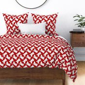 Trotting Maltese and paw prints - red